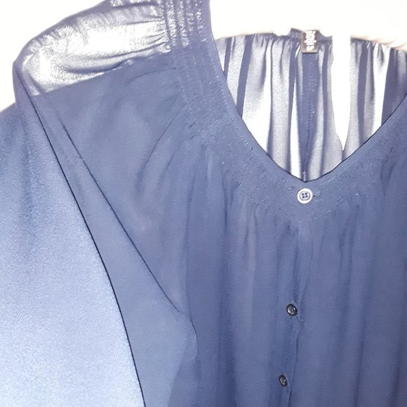 Navy Blue Peasant-style blouse - Picture 3 of 3